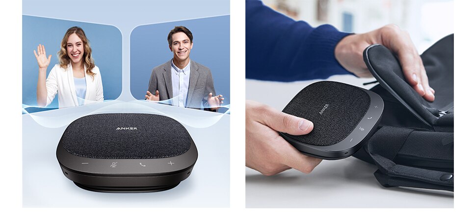 Anker PowerConf S330 USB Speakerphone, Conference Microphone for Home Office, Smart Voice Enhancement, Plug and Play