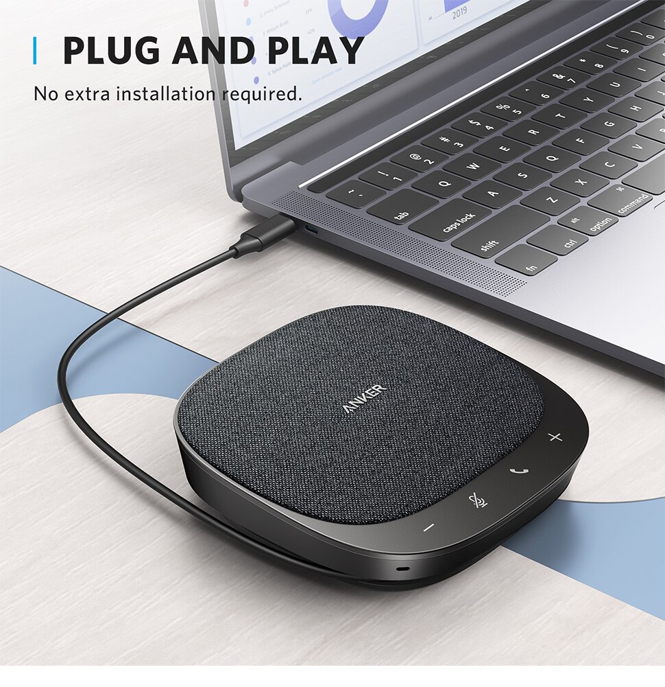 Anker PowerConf S330 USB Speakerphone, Conference Microphone for Home Office, Smart Voice Enhancement, Plug and Play
