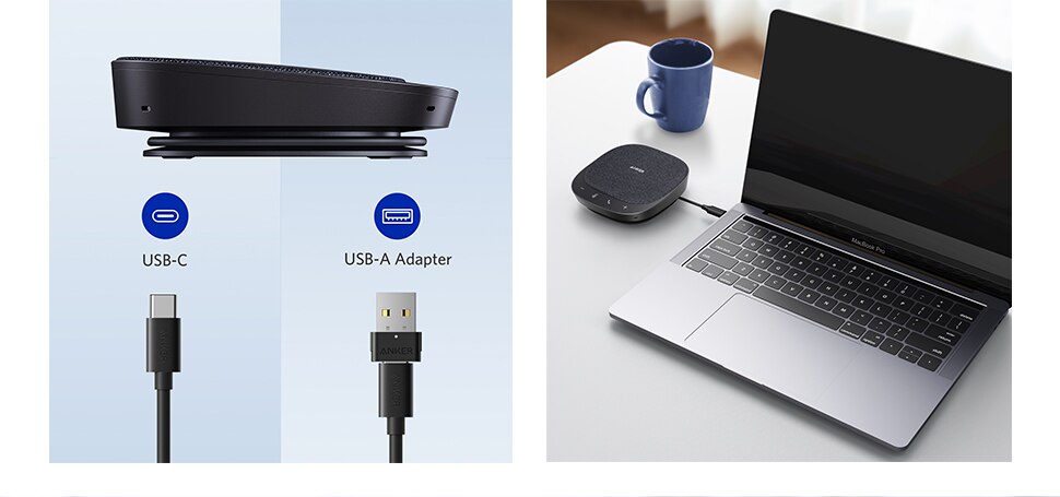 Anker PowerConf S330 USB Speakerphone, Conference Microphone for Home Office, Smart Voice Enhancement, Plug and Play