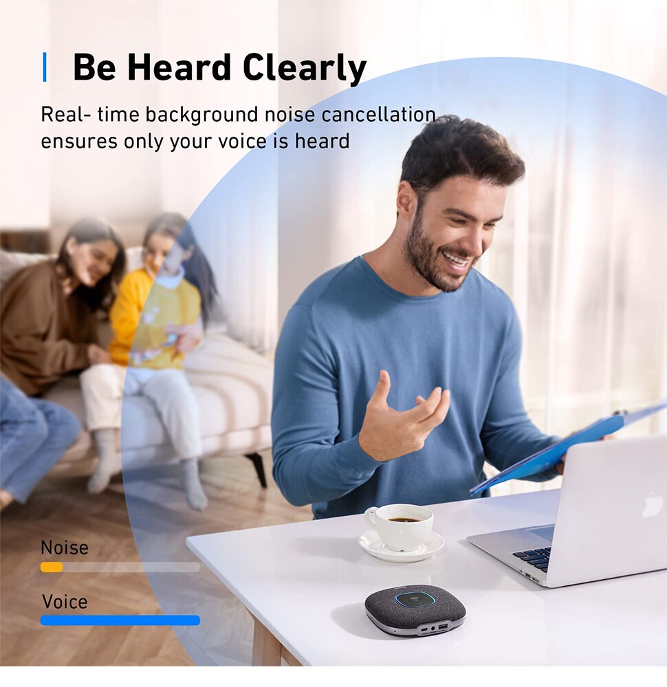 Anker PowerConf S3 Speakerphone with 6 Mics Enhanced Voice Pickup 24H Call Time App Control Bluetooth 5 USB C