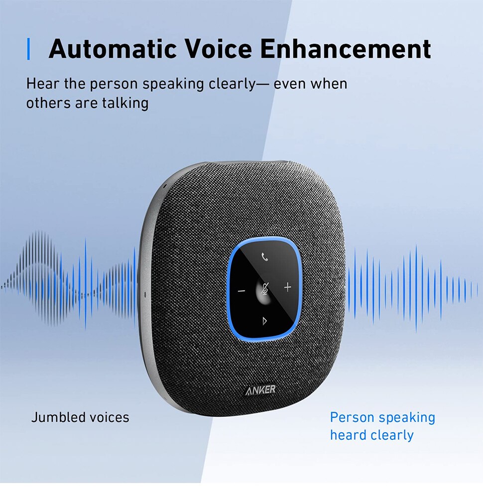 Anker PowerConf S3 Speakerphone with 6 Mics Enhanced Voice Pickup 24H Call Time App Control Bluetooth 5 USB C