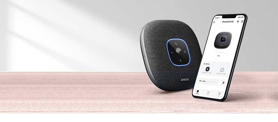 Anker PowerConf S3 Speakerphone with 6 Mics Enhanced Voice Pickup 24H Call Time App Control Bluetooth 5 USB C