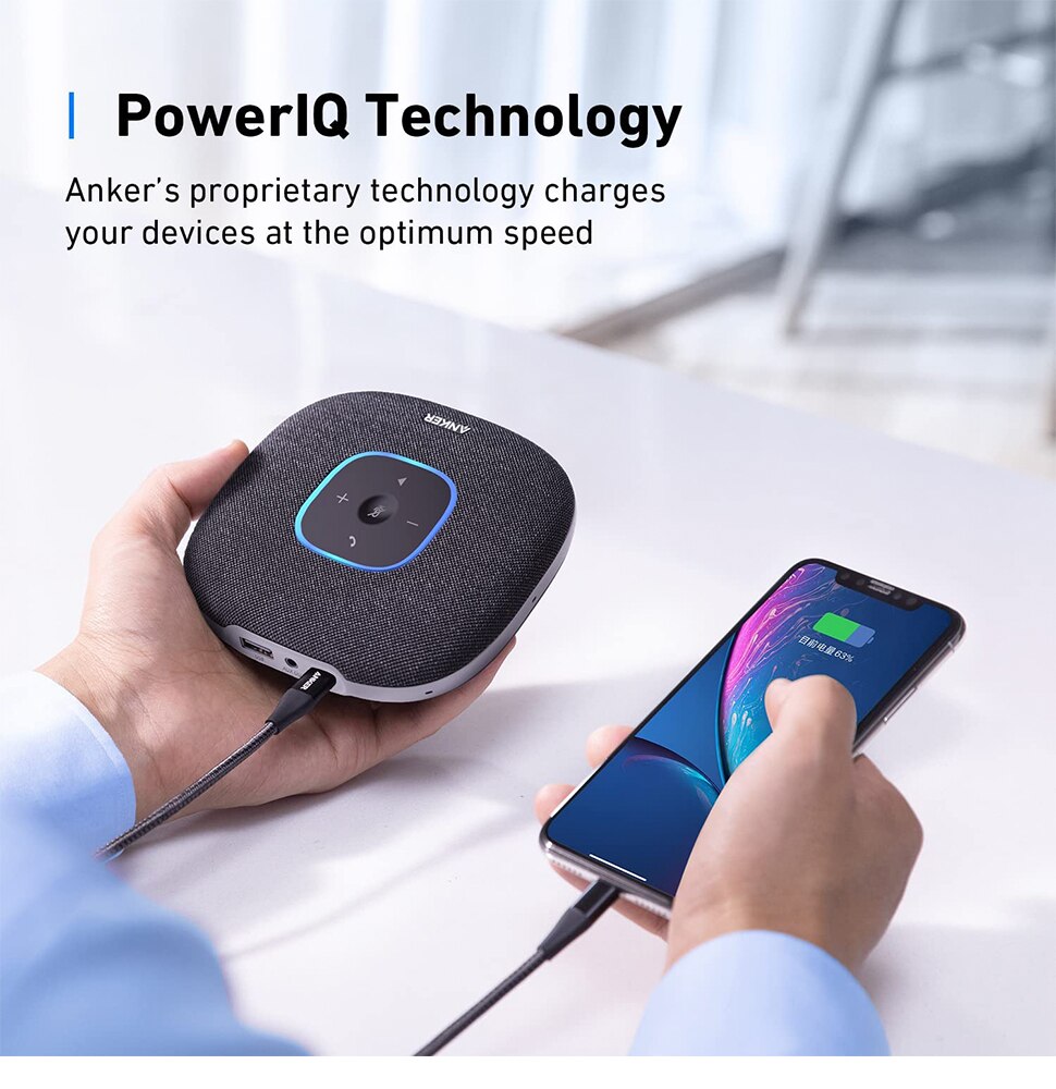 Anker PowerConf S3 Speakerphone with 6 Mics Enhanced Voice Pickup 24H Call Time App Control Bluetooth 5 USB C