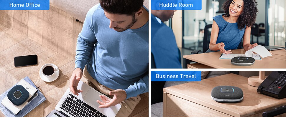 Anker PowerConf S3 Speakerphone with 6 Mics Enhanced Voice Pickup 24H Call Time App Control Bluetooth 5 USB C