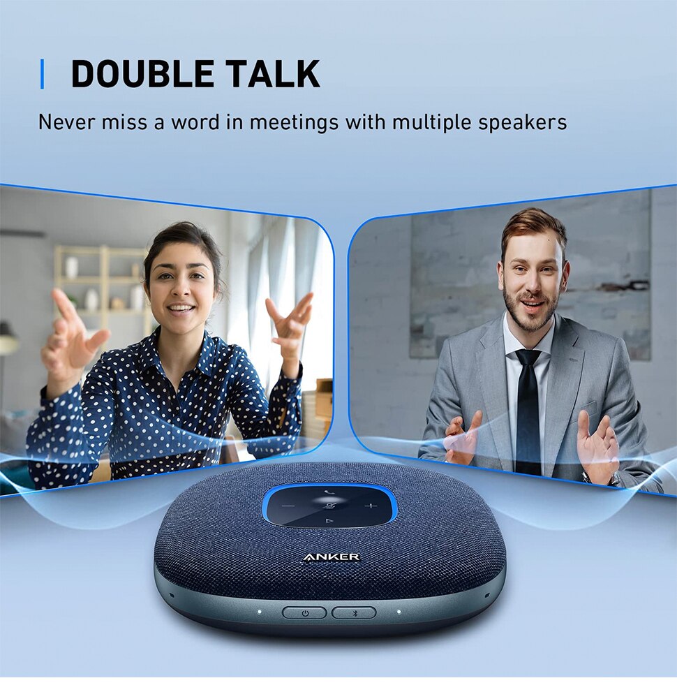 Anker PowerConf S3 Speakerphone with 6 Mics Enhanced Voice Pickup 24H Call Time App Control Bluetooth 5 USB C
