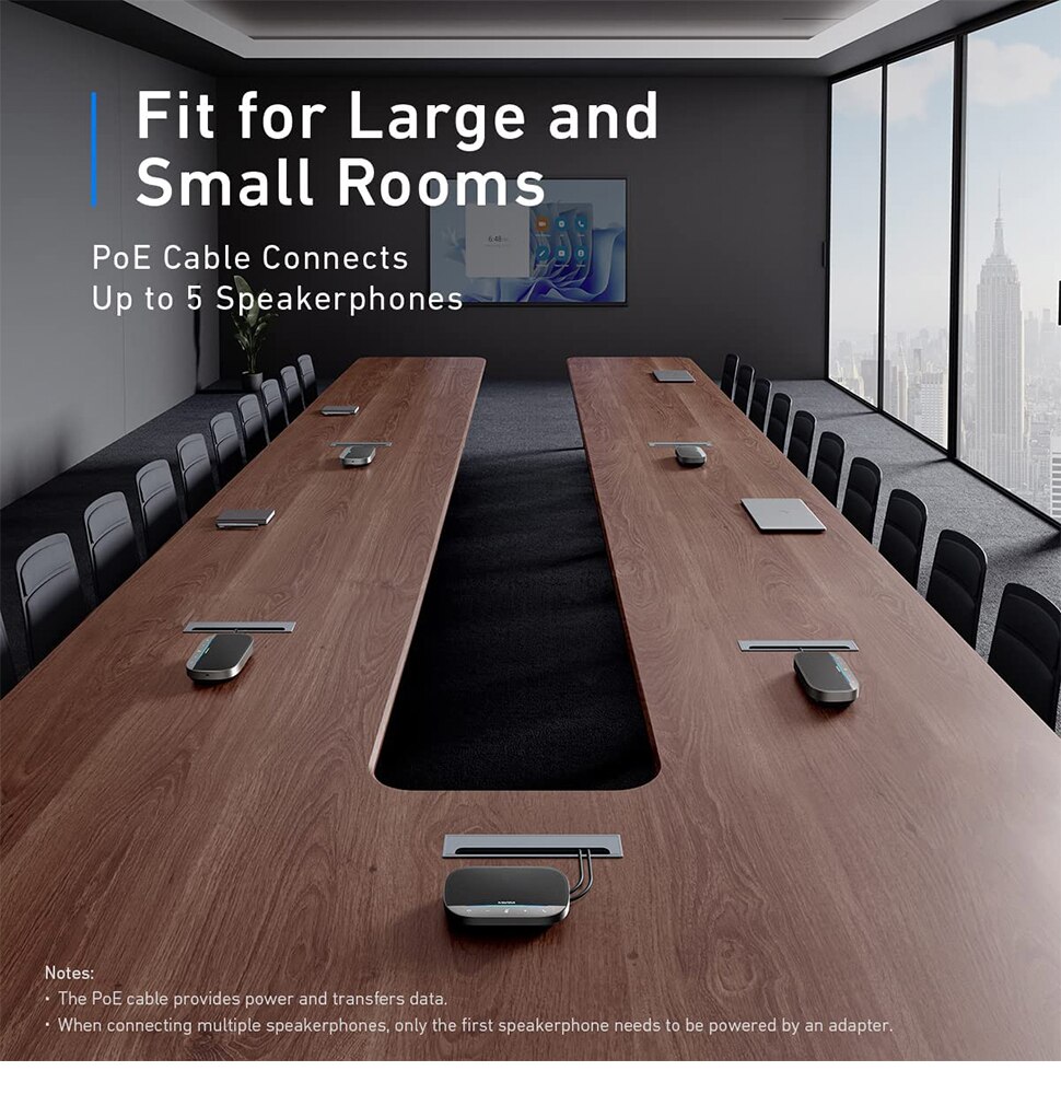 AnkerWork SR500 Conference Speaker and Microphone with Deep Learning 8 Mics 48 kHz Connect 5 Speakerphones in Daisy Chain