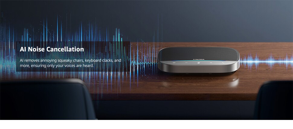 AnkerWork SR500 Conference Speaker and Microphone with Deep Learning 8 Mics 48 kHz Connect 5 Speakerphones in Daisy Chain