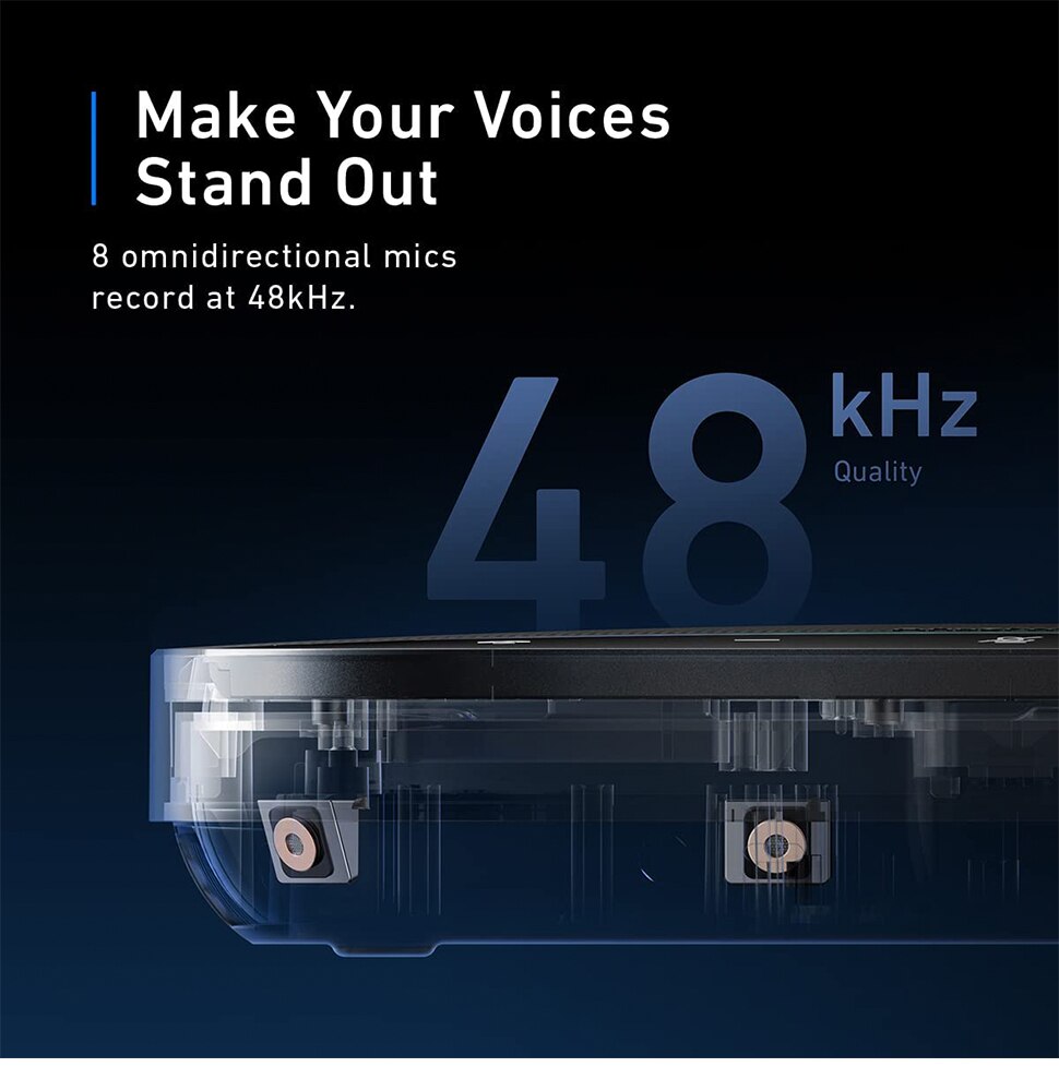 AnkerWork SR500 Conference Speaker and Microphone with Deep Learning 8 Mics 48 kHz Connect 5 Speakerphones in Daisy Chain