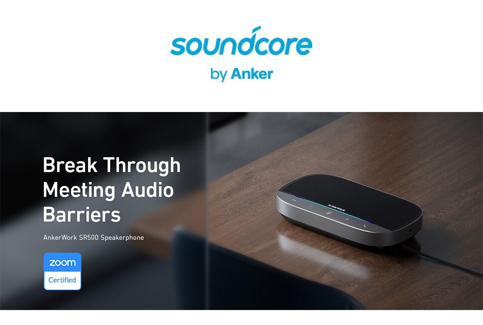 AnkerWork SR500 Conference Speaker and Microphone with Deep Learning 8 Mics 48 kHz Connect 5 Speakerphones in Daisy Chain