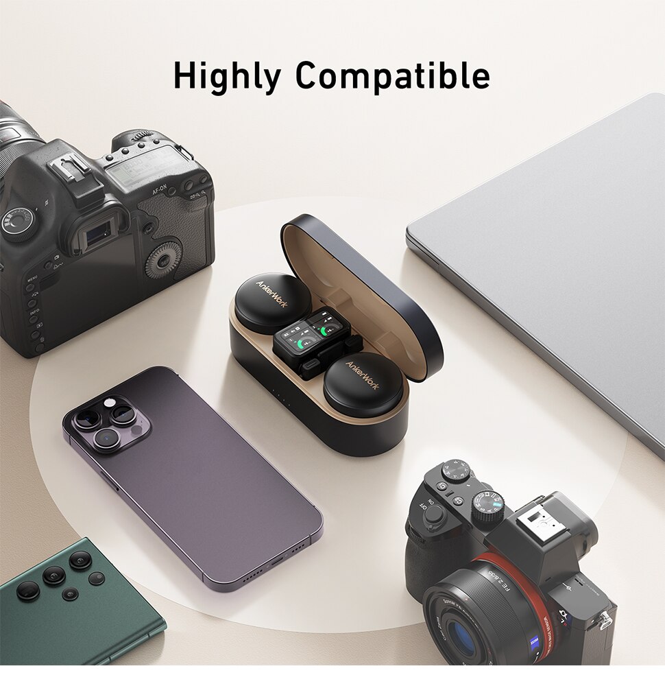 AnkerWork M650 Wireless Lavalier Microphone, Pro Noise Cancellation, Swap Magnetic Colorful Covers, 2-Channel Quality Pickup