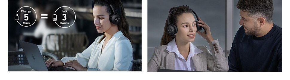 Anker PowerConf H700 Upgraded Version Bluetooth Headset with Mic and Charging Stand Digital Active Noise Cancelling