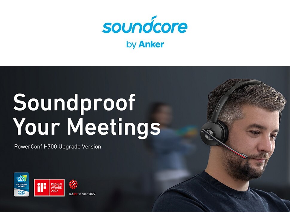 Anker PowerConf H700 Upgraded Version Bluetooth Headset with Mic and Charging Stand Digital Active Noise Cancelling