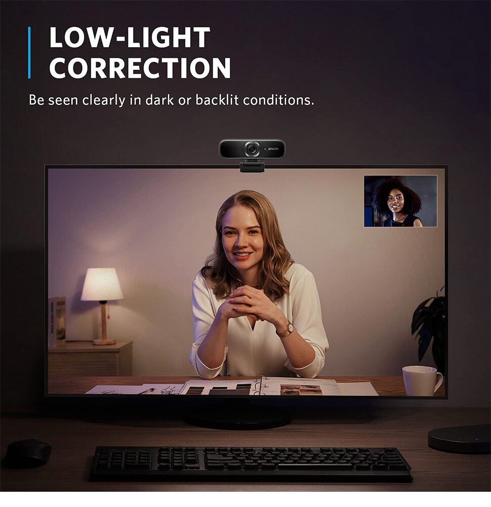 Anker PowerConf C302 Smart Full HD Webcam, AI-Powered Framing & Autofocus 2K Webcam with Noise-Cancelling Microphones