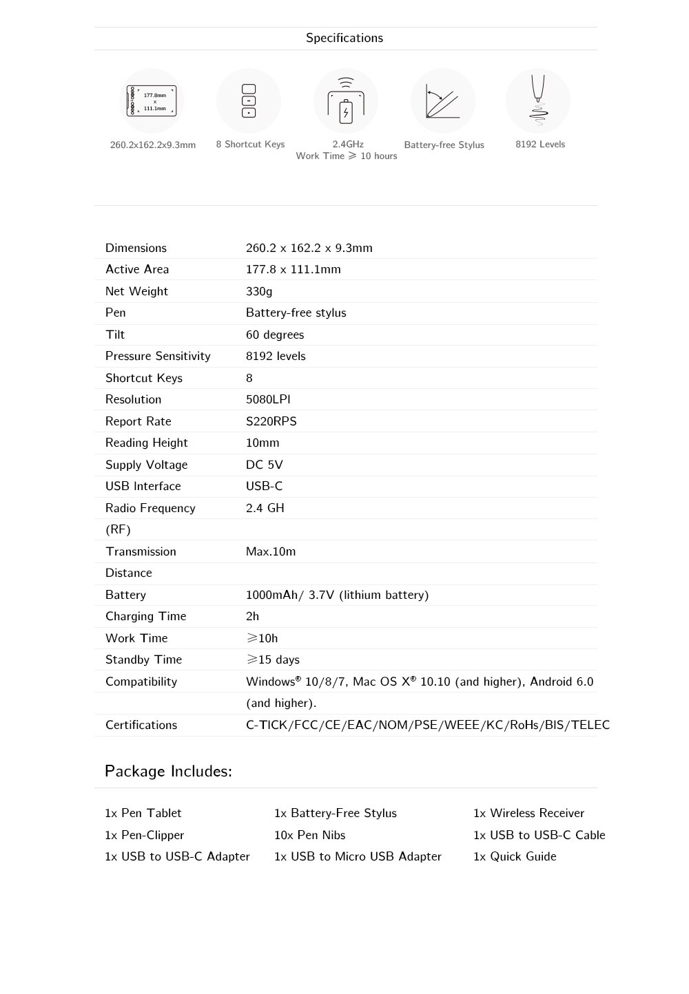 XPPen Deco Mini7W Wireless Drawing Tablet 7*4 Inch Graphics Tablet With 60 Tilt 8192 Levels for Windows Mac Android Art Design