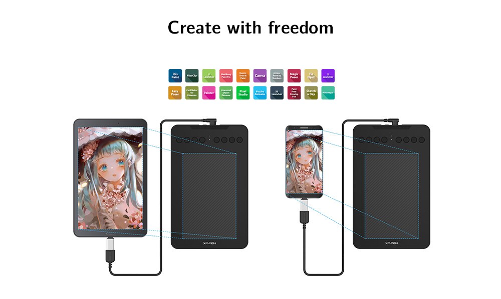 XPPen Deco Mini7W Wireless Drawing Tablet 7*4 Inch Graphics Tablet With 60 Tilt 8192 Levels for Windows Mac Android Art Design