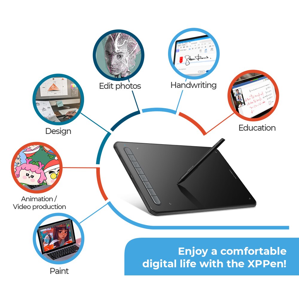 XPPen Deco MW LW Graphics Tablet 8x5 inch Wireless Digital Drawing Tablet with Bluetooth V5.0 USB Support Windows Mac Android