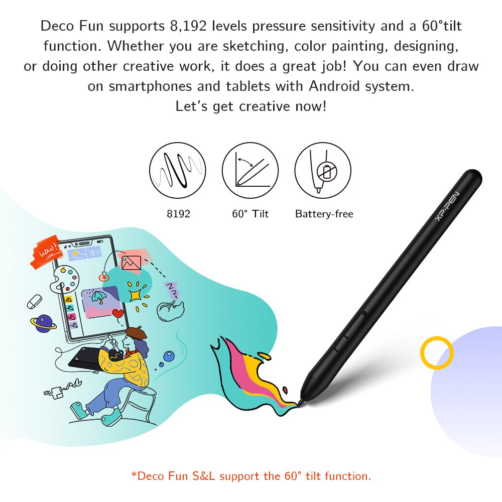XPPen Deco Fun S Graphic Tablet 6*4 Inch for Drawing OSU Online Education Compatible with Android Mac Linux Windows Chrome OS