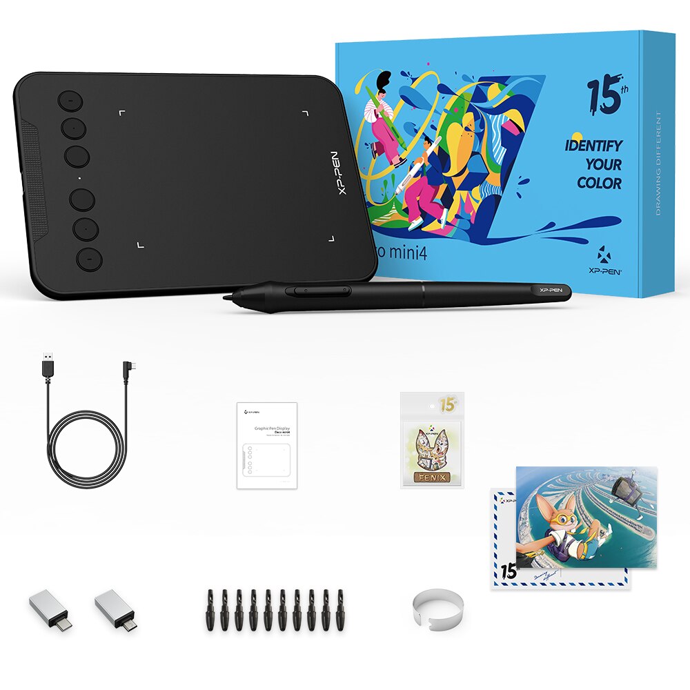 XPPen Deco Mini 4 Digital Drawing Tablet with 6 Shortcut Keys 8192 Levels Graphic Tablet Support Android Mac Windows Signature