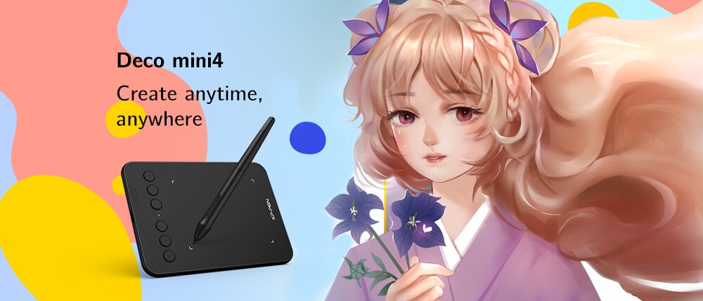 XPPen Deco Mini 4 Digital Drawing Tablet with 6 Shortcut Keys 8192 Levels Graphic Tablet Support Android Mac Windows Signature