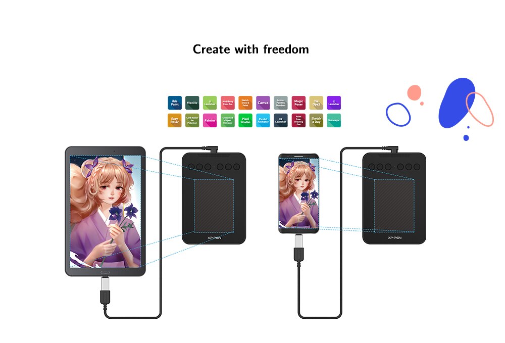 XPPen Deco Mini 4 Digital Drawing Tablet with 6 Shortcut Keys 8192 Levels Graphic Tablet Support Android Mac Windows Signature