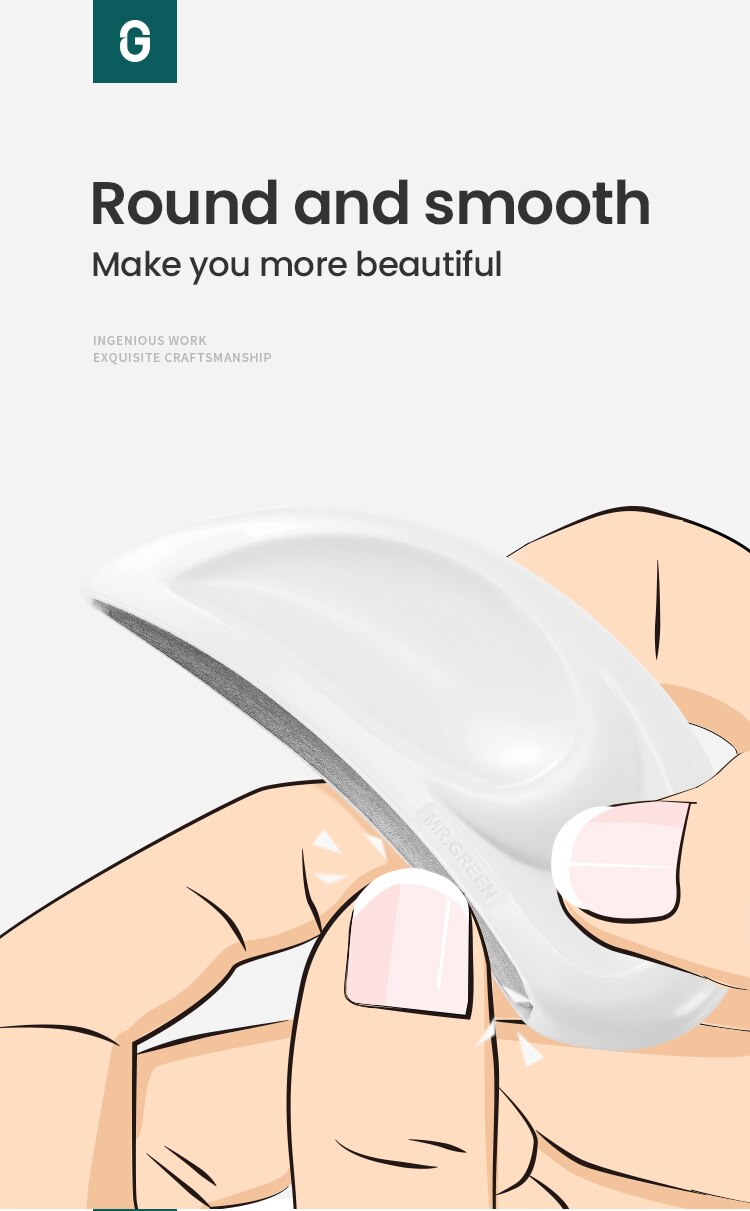 MR.GREEN Professional Nail Files Curved And Stainless Steel Rubbing Surface With Ergonomic ABS Resin Manicure Files