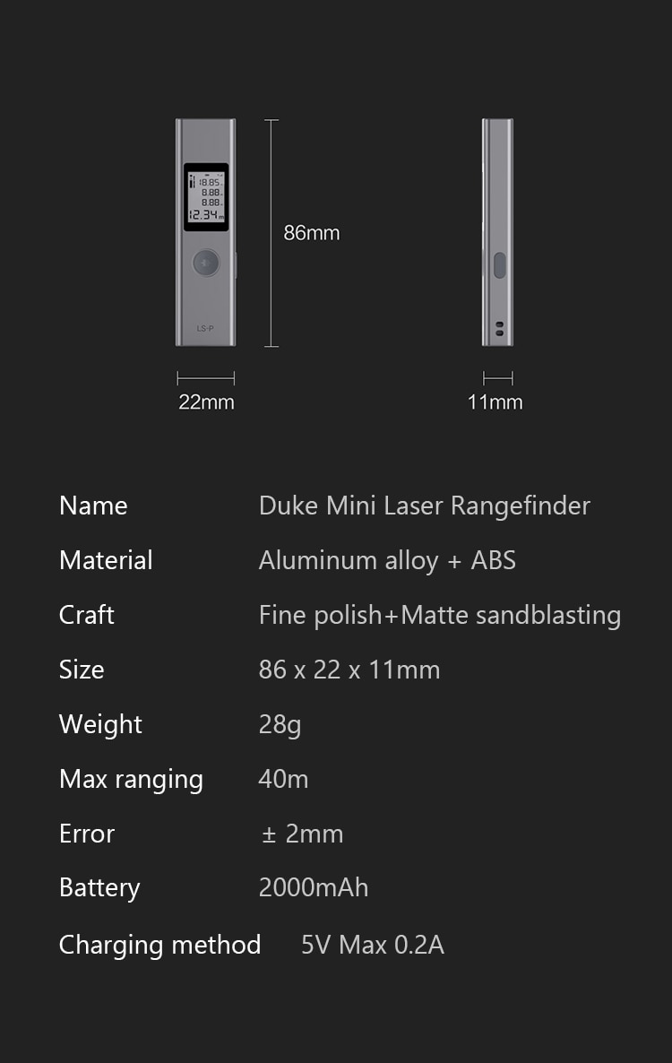 DUKA ATuMan LS-P LS5 Digital Laser Rangefinder All Metal Process High Precision Angle Area Measurement