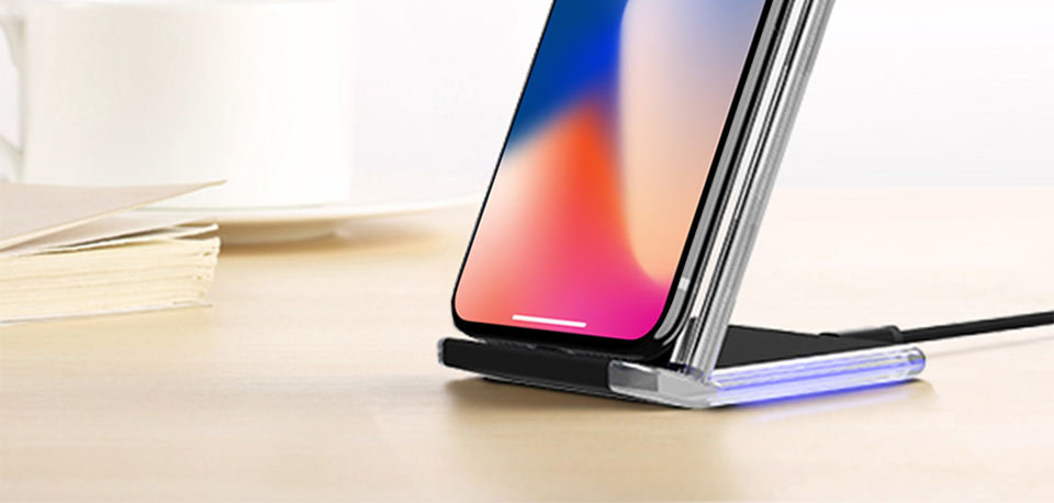 TANGGOOD Wireless Charger 10W Qi Fast Wireless Charger Pad Stand with Breathing Light for Samsung S8 Plus S7 S6 iPhone X 8 Plus