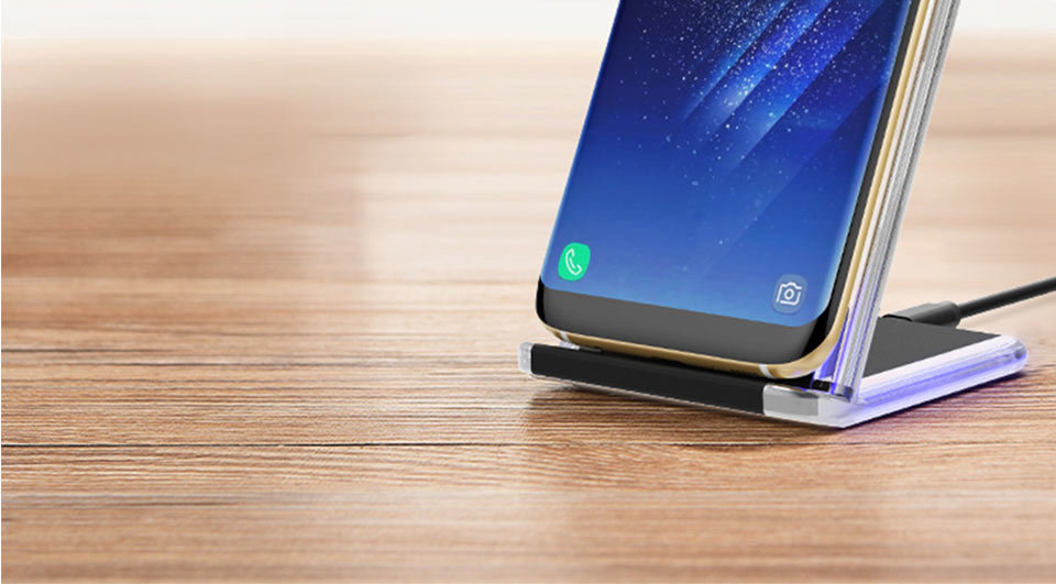 TANGGOOD Wireless Charger 10W Qi Fast Wireless Charger Pad Stand with Breathing Light for Samsung S8 Plus S7 S6 iPhone X 8 Plus