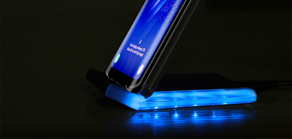 TANGGOOD Wireless Charger 10W Qi Fast Wireless Charger Pad Stand with Breathing Light for Samsung S8 Plus S7 S6 iPhone X 8 Plus