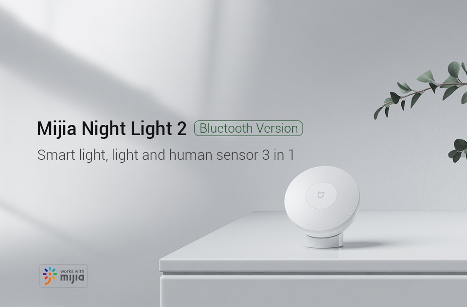 Xiaomi Mijia Night Light 2 Bluetooth Version Adjustable Brightness Infrared Smart Human Body&Light Sensor Work with Mi Home App