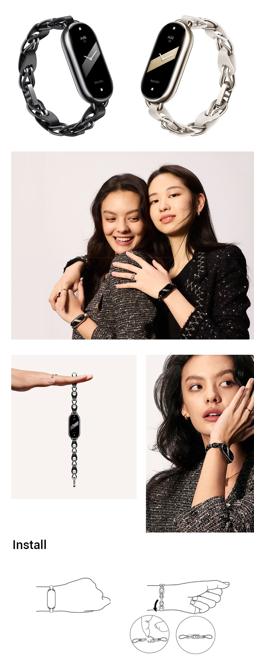 Original Xiaomi Replace Strap for Mi Band 8 TPU Leather Pendant Running Clip Woven Replacement Band Straps