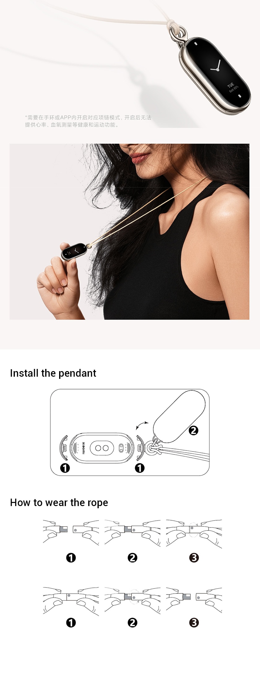 Original Xiaomi Replace Strap for Mi Band 8 TPU Leather Pendant Running Clip Woven Replacement Band Straps