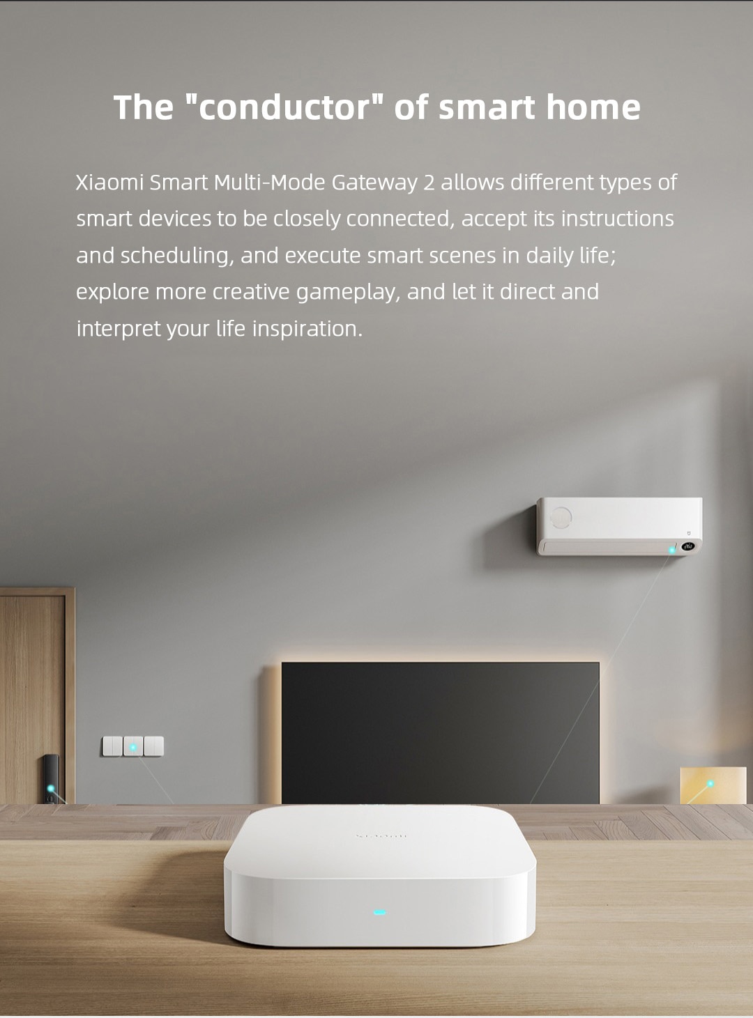 2022 Xiaomi Smart Multimode Gateway 2 Dual-WiFi 5G 2.4G Support Bluetooth Mesh Zigbee Gateway 128MB Remote Control Mi Home App