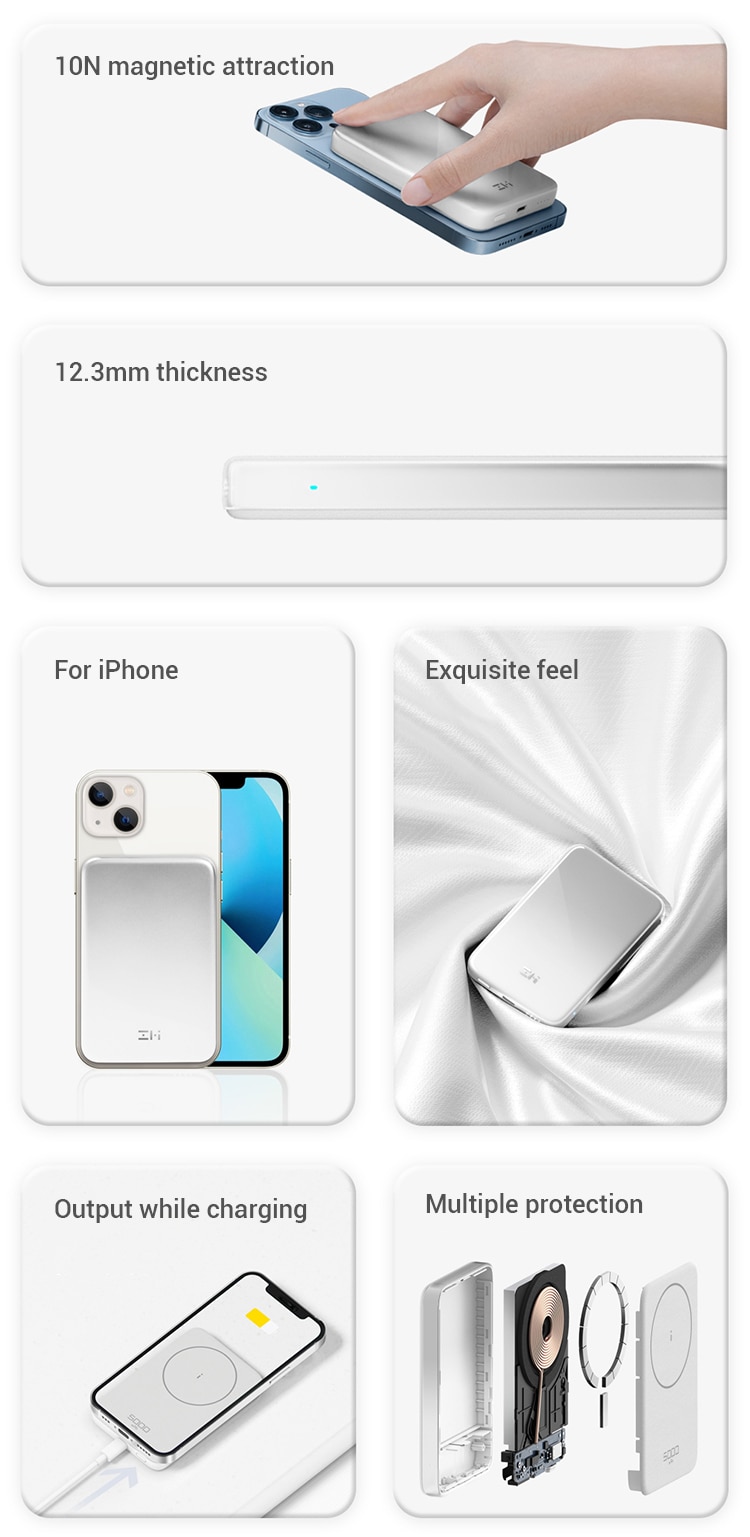 ZMI Magnetic Wireless Power Bank 5000mAh P02ZM  For iPhone 12 13 14 Pro Mag-safe Wireless Charger