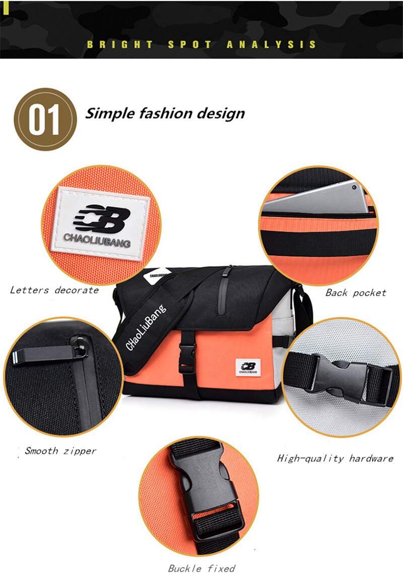 Men Crossbody Messenger Bags Oxford Water Repellent Sling Shoulder Travel Bag School Fashion Durable Sports Mountain Cycling Bag