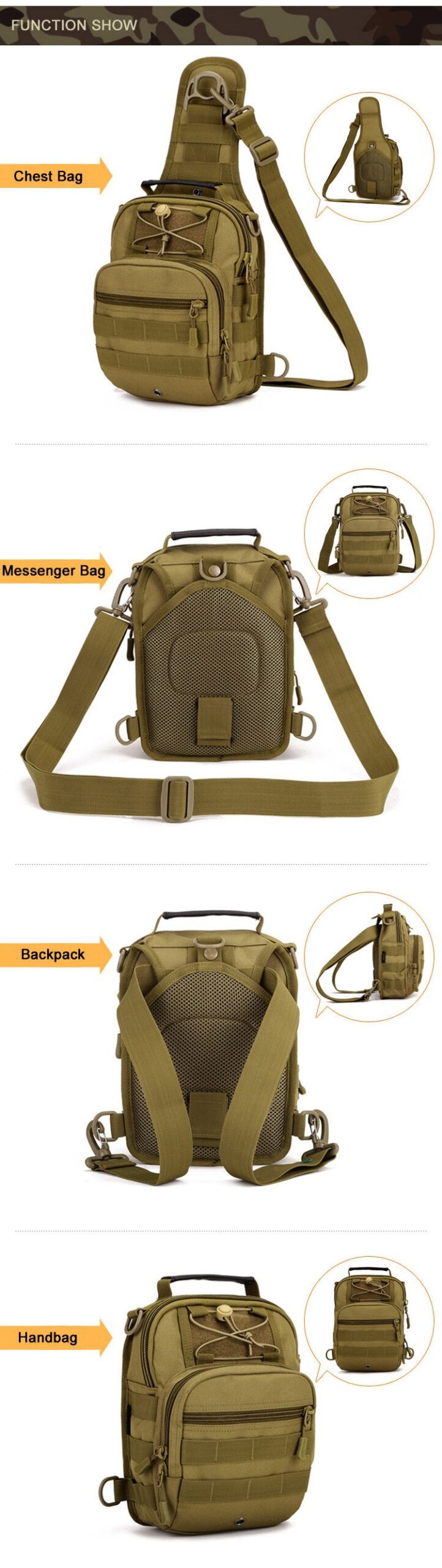 Tactical Military Bag Camping Hiking Outdoor Travel Backpack Nylon Single Shoulder backpack Cycling Assault Crossbody Chest Bags