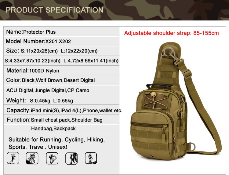 Tactical Military Bag Camping Hiking Outdoor Travel Backpack Nylon Single Shoulder backpack Cycling Assault Crossbody Chest Bags