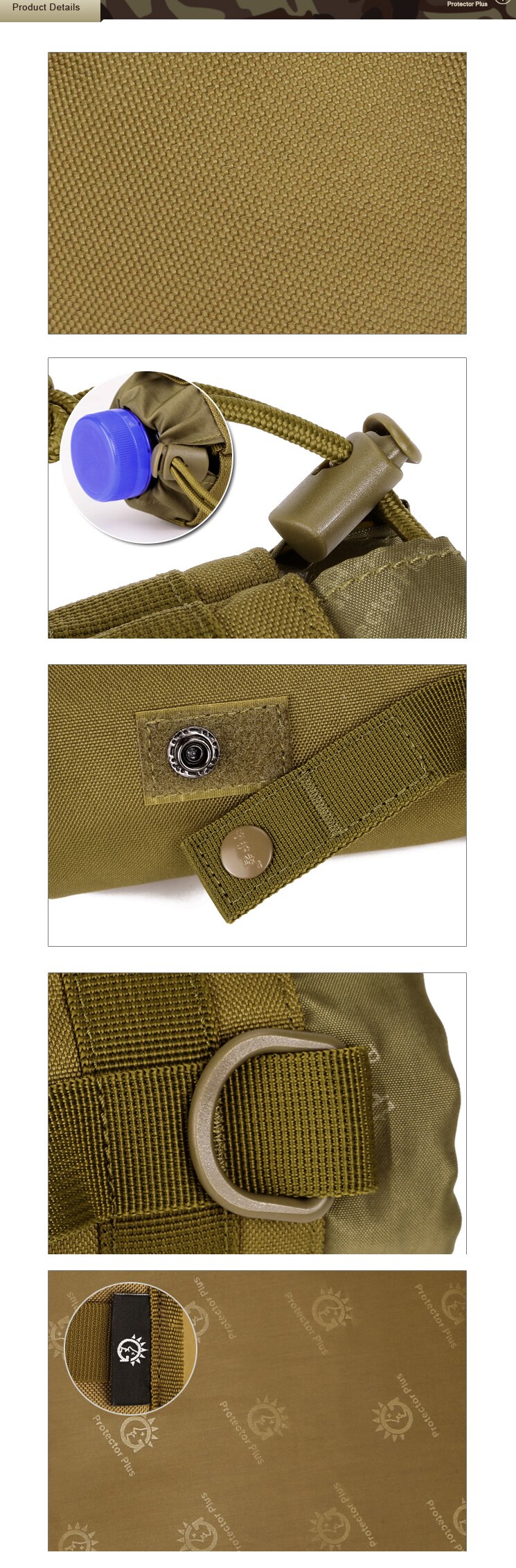 Military Tactical Molle Accessories Kettle Pouch Water Bottle  Camouflage Outdoor Camping Travel Hunting Durable Drawstring Bags