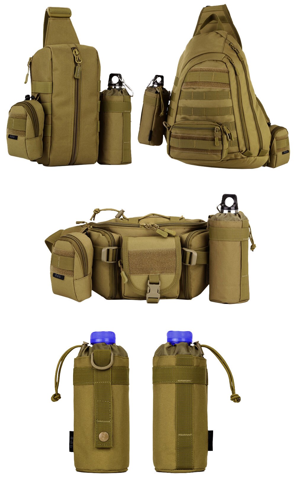 Military Tactical Molle Accessories Kettle Pouch Water Bottle  Camouflage Outdoor Camping Travel Hunting Durable Drawstring Bags