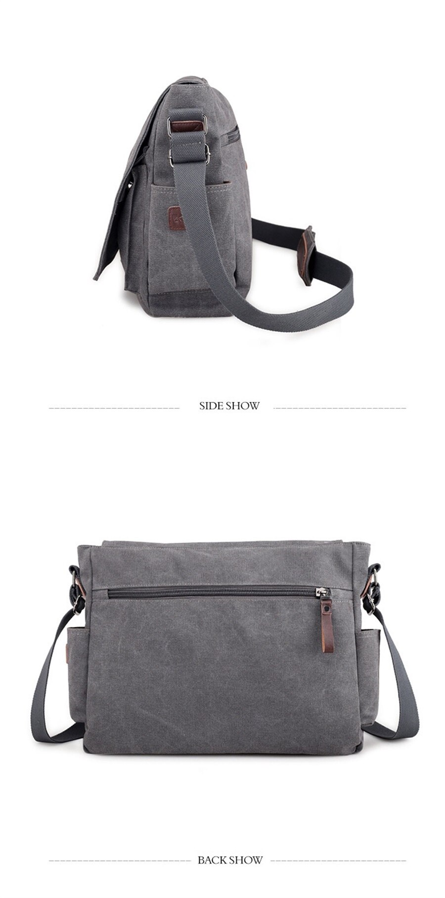 New Canvas Bag Mens Solid Color Wear Resistant Laptop Bag Multifunction Large Capacity Single Shoulder Crossbody Travel Backpack