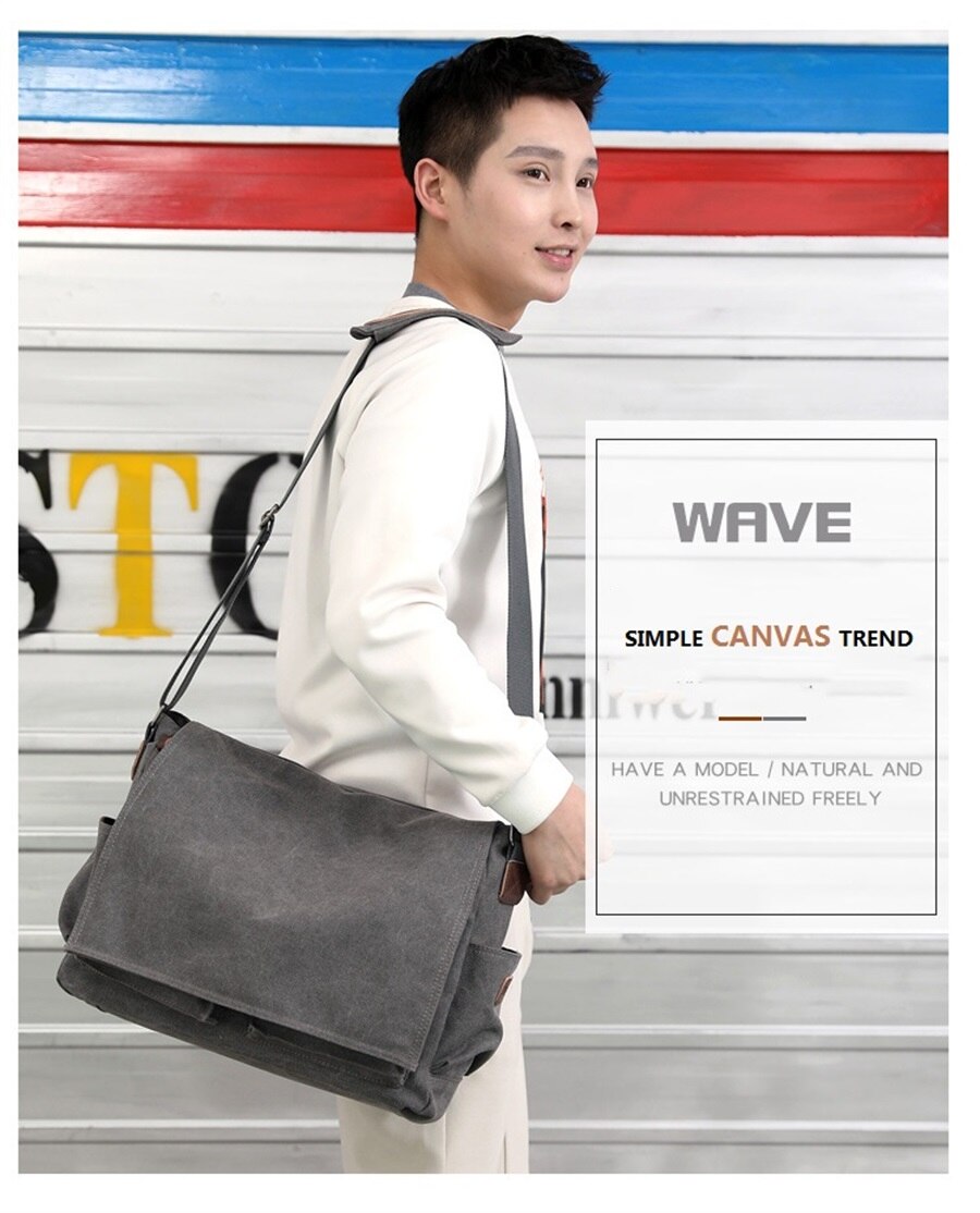 New Canvas Bag Mens Solid Color Wear Resistant Laptop Bag Multifunction Large Capacity Single Shoulder Crossbody Travel Backpack