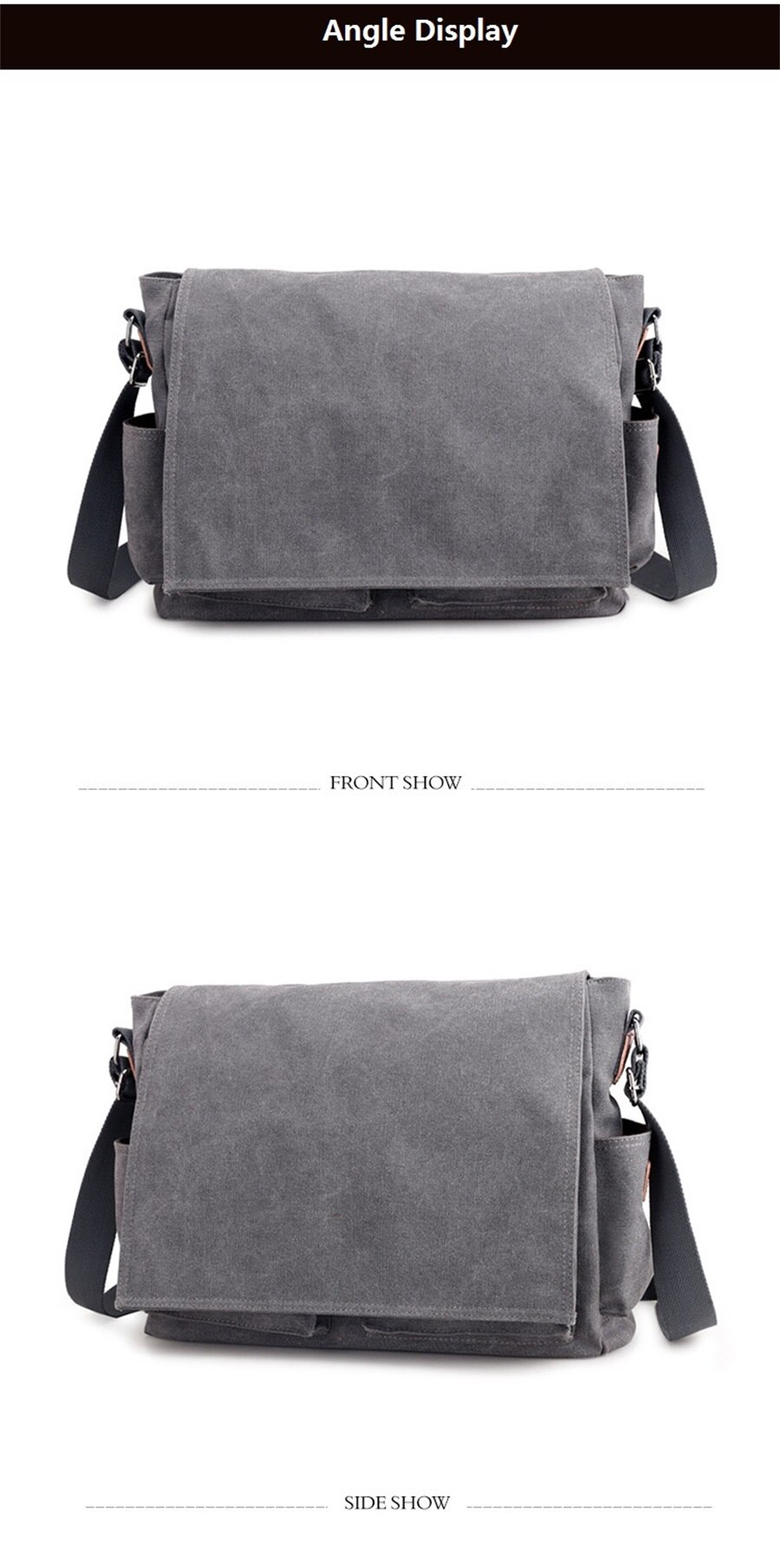 New Canvas Bag Mens Solid Color Wear Resistant Laptop Bag Multifunction Large Capacity Single Shoulder Crossbody Travel Backpack