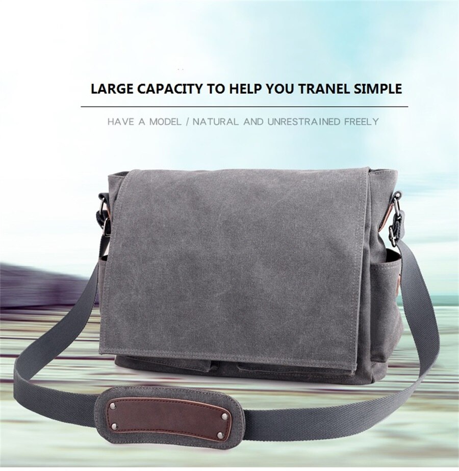 New Canvas Bag Mens Solid Color Wear Resistant Laptop Bag Multifunction Large Capacity Single Shoulder Crossbody Travel Backpack