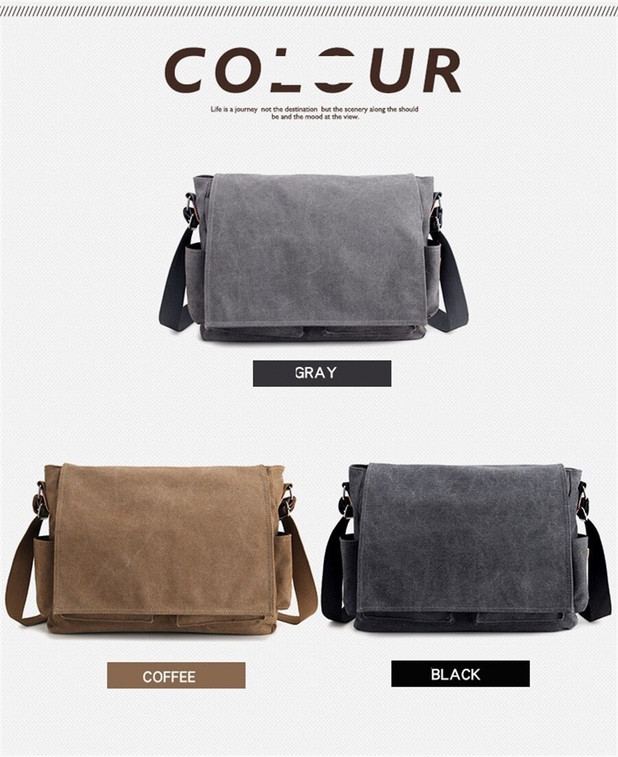 New Canvas Bag Mens Solid Color Wear Resistant Laptop Bag Multifunction Large Capacity Single Shoulder Crossbody Travel Backpack