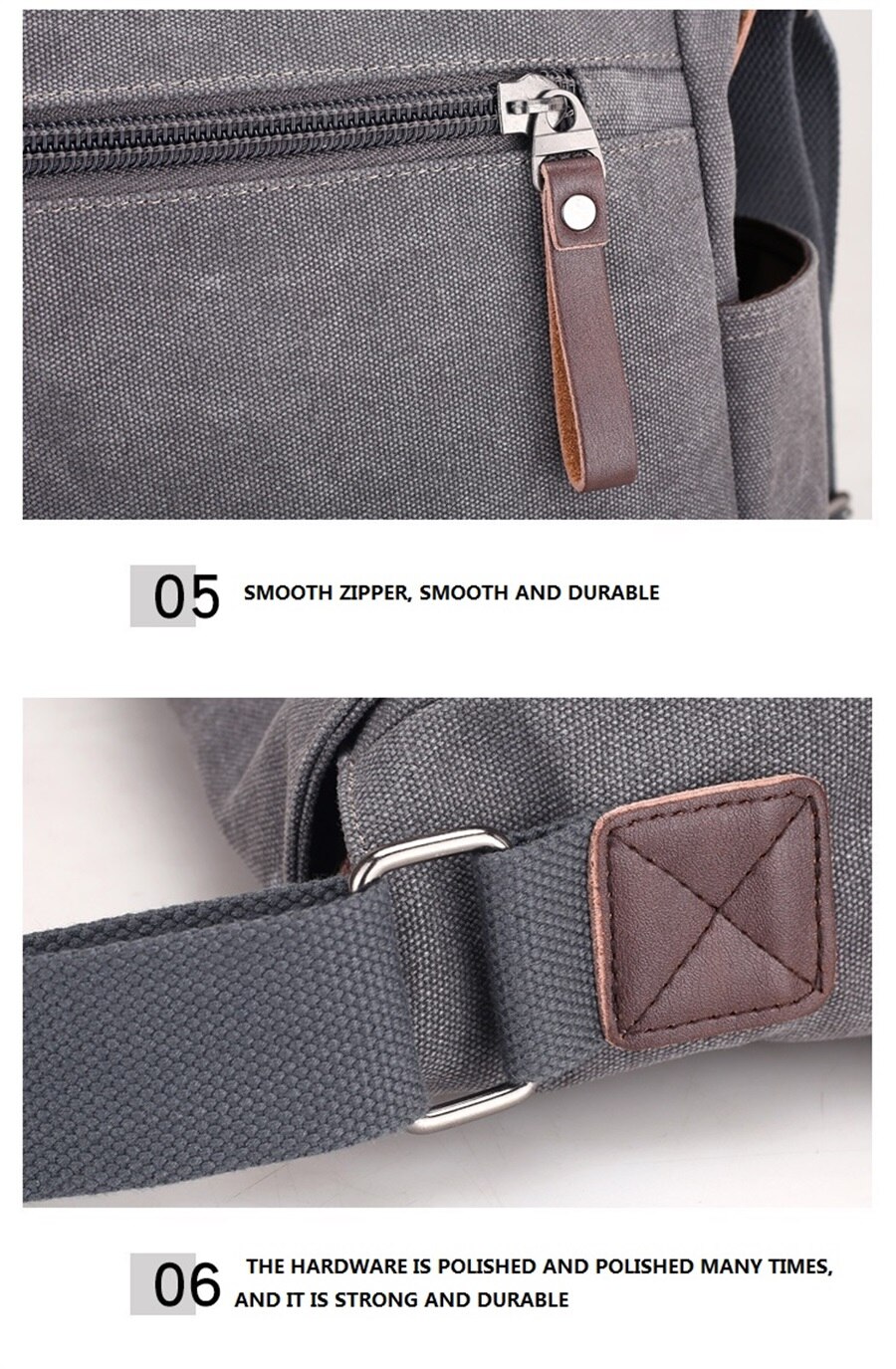 New Canvas Bag Mens Solid Color Wear Resistant Laptop Bag Multifunction Large Capacity Single Shoulder Crossbody Travel Backpack