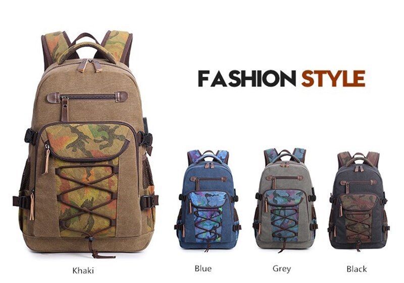 Student Vintage Drawstring Canvas Backpack Men Waterproof USB Charge School Bags For Teenage Boys Casual Travel Laptop Backpacks