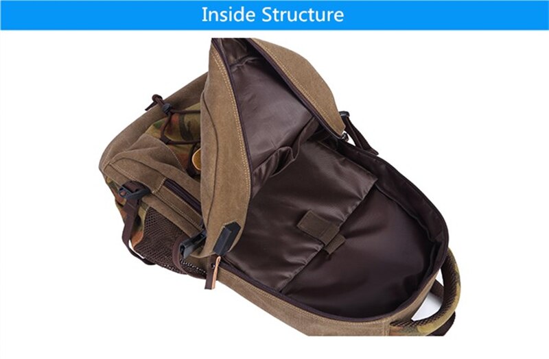 Student Vintage Drawstring Canvas Backpack Men Waterproof USB Charge School Bags For Teenage Boys Casual Travel Laptop Backpacks