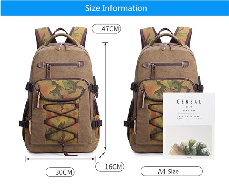 Student Vintage Drawstring Canvas Backpack Men Waterproof USB Charge School Bags For Teenage Boys Casual Travel Laptop Backpacks