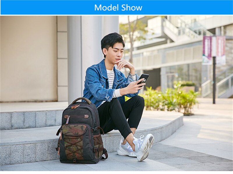 Student Vintage Drawstring Canvas Backpack Men Waterproof USB Charge School Bags For Teenage Boys Casual Travel Laptop Backpacks