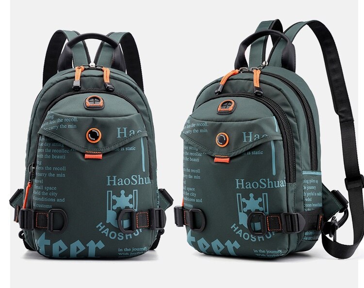 Men's Waterproof Nylon Small Chest Bag Multi-function Light School Pack Fashion Printing Travel Sports Shoulder Sling Backpack
